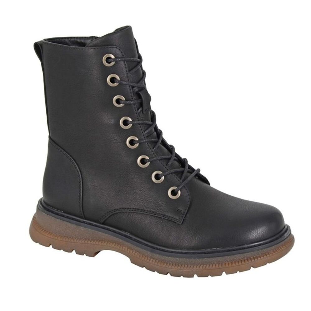 Cipriata Womens/Ladies Lace Up Combat Boots / Matt Black